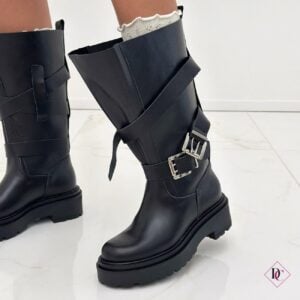 stivali neri in vera pelle anfibi curvy polpacci forti de caro calzature (5)