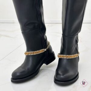 stivali pelle nero con tacco basso e gambale largo cavigliera gioiello de caro calzature (5)