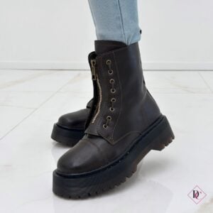 anfibi marrone eco pelle con zeppa alta de caro calzature (5)