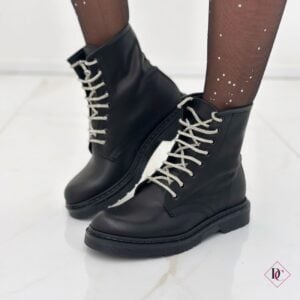 Anfibi classici Smart Strass in vera pelle con lacci gioiello
