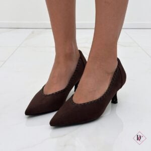 décolleté camoscio marrone eleganti con tacco comodo de caro calzature (2)