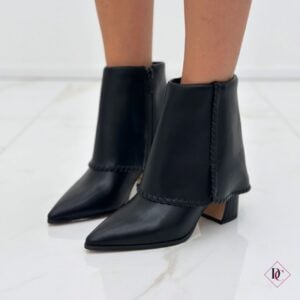 tronchetto nero eco pelle elegante con tacco largo de caro calzature (1)